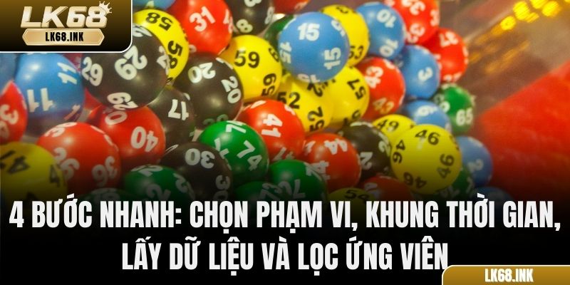 4 bước nhanh: chọn phạm vi, khung thời gian, lấy dữ liệu và lọc ứng viên