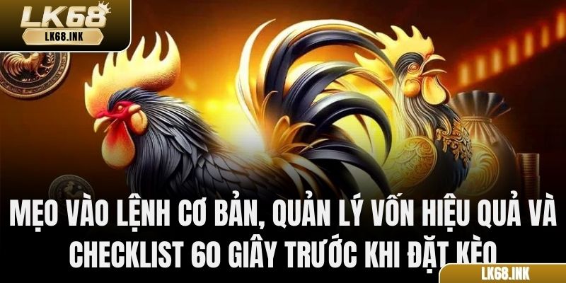 Mẹo vào lệnh cơ bản, quản lý vốn hiệu quả và checklist 60 giây trước khi đặt kèo